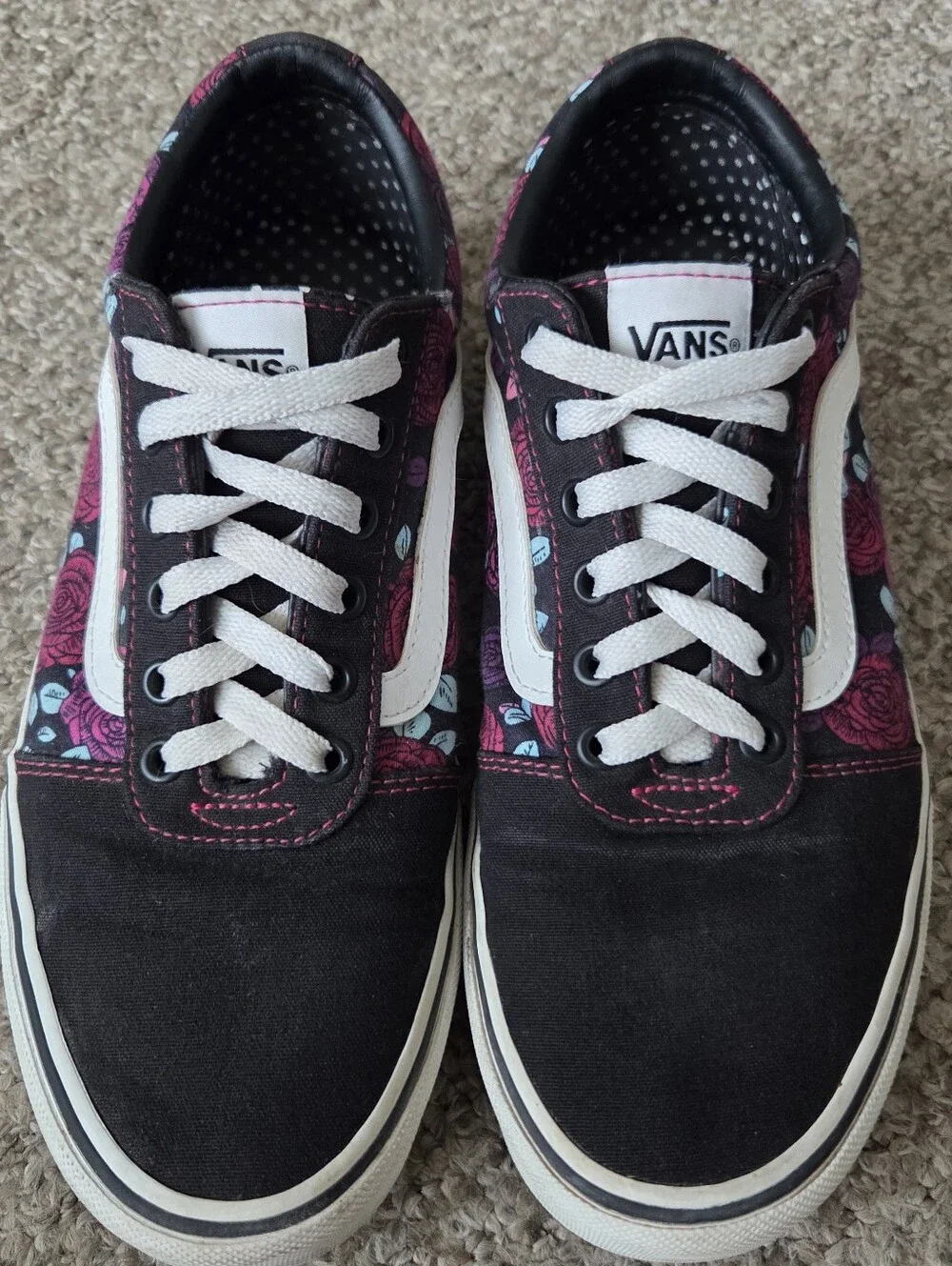 VANS Ward Romantic Floral Rose Print Sneakers Low Skate Shoes Womens Size 9.5